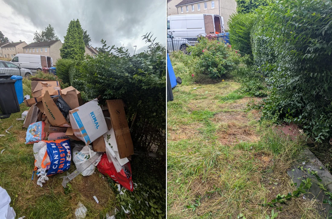Rubbish removal job completed in Hamilton, Glasgow